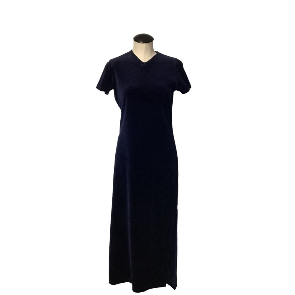 VICTORIA’S‎ SECRET Blue Velvet Lace Trim Maxi Night Dress XS